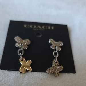 Coach Gold and Silver Butterfly Dangle Earrings‎